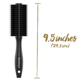 Xtava 22mm Natural Double Bristle Round Brush - Professional Soft Boar Bristle Brush for Women with Fine Thick or Curly Hair - Ideal for Blow Drying, Detangling, Volumizing, and Hair Styling