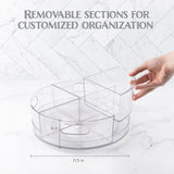 Lazy Susan Turntable - Clear Acrylic, Removable Sections, Rotates 360 Degrees. Easily Organize Your Fridge, Cabinet or Counter. Great Carousel Storage for Food, Spices, Cosmetics. (4-Sections)