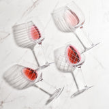 Wine Glasses Set of 4-16oz. Clear Etched Red and White Unique Long Stem Wine