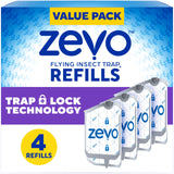 ZEVO Flying Insect Refills for Indoor Light Trap: 4 Light Trap Refill Cartridges Capture Fruit Flies, Gnats and Houseflies (4 Cartridges)