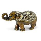 Elephant Crystal Studded Pewter Jewelry Trinket Box Amber