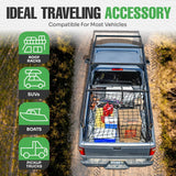 lebogner 3’ x 4’ Cargo Net for Pickup Truck Bed, Heavy Duty Latex Bungee Mesh Netting for Roof Rack with 12 Metal Carabiner Hooks & Stretches Up to 6’ x 8’, Compatible with Most Trailers, Jeeps, SUVs