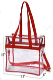 Handy Laundry Clear Tote Bag Stadium Approved - Shoulder Straps and Zippered Top. Perfect Clear Bag for Work, School, Sports Games and Concerts. Meets Stadium Tournament Guidelines. (Red)