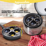 Eggssentials Egg Poacher Insert Stainless Steel Poached Egg Cooker Eggs Poaching Cup PFOA Free Egg Poachers Nonstick, 7.25" Rack Compatible with Skillet Instant Pot