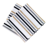 T-fal Textiles Highly Absorbent 100% Cotton Double Sided Printed Dish Cloths, 12" x 12", Set of 2, Striped Pattern, Neutral