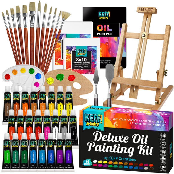 KEFF Oil Paint Set for Adults and Kids - Artists Supplies Painting Kits with 24