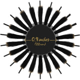 Xtava 22mm Natural Double Bristle Round Brush - Professional Soft Boar Bristle Brush for Women with Fine Thick or Curly Hair - Ideal for Blow Drying, Detangling, Volumizing, and Hair Styling