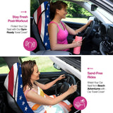 lebogner Waterproof Seat Cover, Sweating Towel for Post Gym Workout, Running, Swimming, and Beach, 2-Pack Universal Fit Anti-Slip Seat Protector for Cars, and Trucks, Machine Washable, American Flag