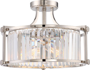 NUVO 60/5763 Three Light Semi Flush Mount, Pack of 1, Polished Nickel