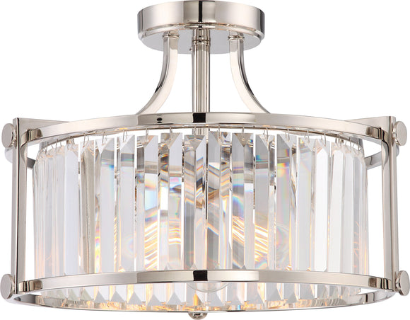 NUVO 60/5763 Three Light Semi Flush Mount, Pack of 1, Polished Nickel