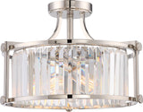 NUVO 60/5763 Three Light Semi Flush Mount, Pack of 1, Polished Nickel