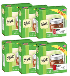 Ball Regular Mouth Lids for Glass Mason Jars, Used for Canning, Pickling, Juice, Jam, Jelly 12-Count, Pack of 6 (72-Lids Total)