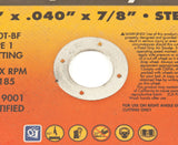 Forney 71797 Cut-Off Wheel with 7/8-Inch Arbor, Metal Type 1, A60T-BF, 6-Inch-by-0.040-Inch