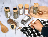 Glass Spice Jars with Label Set, Bamboo Lids & Funnel - Kitchen Airtight Storage Jars with Lids - Spices and Seasonings Sets Organizer, Spice Glass Jar with Lid Food Canister Bottle Sugar Shaker