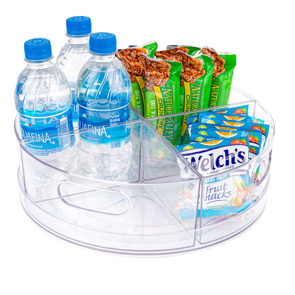 Lazy Susan Turntable - Clear Acrylic, Removable Sections, Rotates 360 Degrees. Easily Organize Your Fridge, Cabinet or Counter. Great Carousel Storage for Food, Spices, Cosmetics. (4-Sections)