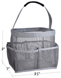 Masirs Mesh Shower Bag, Easily Carry, Organize Bathroom Toiletry Essentials while Taking a Shower, (9-Pockets | Grey)