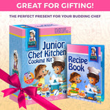 KEFF Kids Cooking and Baking Sets for Girls, Boys, Toddler with Real Kitchen Tools - Master Chef Jr Kit Includes Apron, Chef Hat, Recipe Book and More Utensils - Multicolor