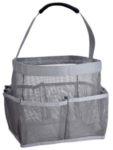 Masirs Mesh Shower Bag, Easily Carry, Organize Bathroom Toiletry Essentials while Taking a Shower, (9-Pockets | Grey)