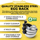 Eggssentials Egg Poacher Insert Stainless Steel Poached Egg Cooker Eggs Poaching Cup PFOA Free Egg Poachers Nonstick, 7.25" Rack Compatible with Skillet Instant Pot