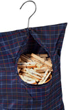 Handy Laundry Clothespin Bag - 11" x 15" - Holds 100 Medium-Sized Clothes Pins, Water-Repellent Material, Hook for Hanging and Effortlessly Sliding on the Clothesline with an Extra-Large Opening.