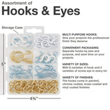 Premium Quality Handy Hook and Eyes Assortment Kit, Includes Cup Hooks, Eyes, Vinyl Hooks, Screw-in Hooks and More