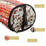 Clear Wrapping Paper Storage Bag - Transparent Design, Dual Zipper and Two Handles for Easy Carrying. Store Up to 25 Standard 40-Inch Gift Wrap Rolls. (BLACK | 2-PACK)