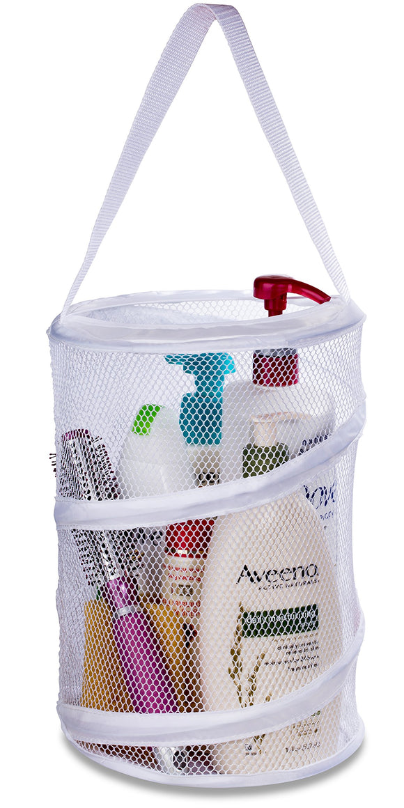 Dorm Shower Caddy � 8� X 12� - Carry Your Sundries Right Into the Shower. Great for College Dorm Life, Gyms, Camping and Travel. Folds Flat for Easy Storage When Not Needed. (White)