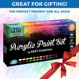 KEFF Acrylic Paint Set for Adults and Kids - Art Painting Supplies Kit with Acrylic Tubes, Canvas Panels, Tabletop Easel & More for Professional and Beginners