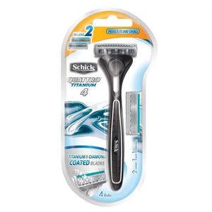 Schick Quattro Razor & Cartridges, Titanium Coated Blades, 1 Razor, 1 Cartridges