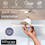 Bell+Howell Socket Fan Light Original, Socket Ceiling Fan with Lights and Remote - 3 Adjustable Fan Speed/Brightness Settings, Ceiling Lights, LED Lights for Bedroom, Bathroom, As Seen On TV