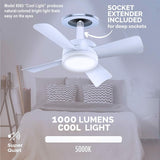 Bell+Howell Socket Fan Light Original, Socket Ceiling Fan with Lights and Remote - 3 Adjustable Fan Speed/Brightness Settings, Ceiling Lights, LED Lights for Bedroom, Bathroom, As Seen On TV