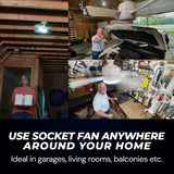 Bell+Howell Socket Fan Light Original, Socket Ceiling Fan with Lights and Remote - 3 Adjustable Fan Speed/Brightness Settings, Ceiling Lights, LED Lights for Bedroom, Bathroom, As Seen On TV