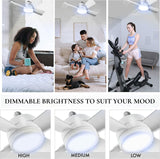 Bell+Howell Socket Fan Light Original, Socket Ceiling Fan with Lights and Remote - 3 Adjustable Fan Speed/Brightness Settings, Ceiling Lights, LED Lights for Bedroom, Bathroom, As Seen On TV