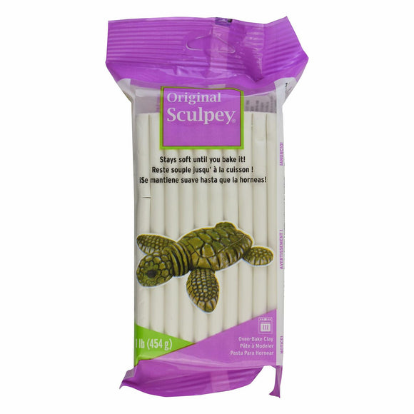 Sculpey Original ® White, Non Toxic, Polymer clay, Oven Bake Clay, 1 pound great for modeling, sculpting, holiday, DIY and school projects. Great for all skill levels