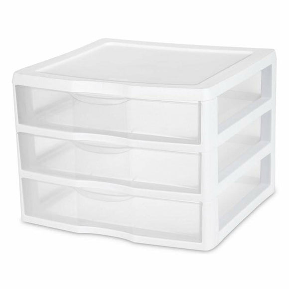 Sterilite 3-Drawer Organizer - ClearView Wide 2093 (White / Clear) (10.25