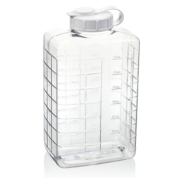 Arrow Home Products 2 Qt Bottle w/Cap for Cold Drinks - Clear View Plastic Refrigerator Bottle w/Easy-Pour Spout & Graduated Markings - Made in USA, BPA Free - Ideal for Water, Iced Tea, Juice