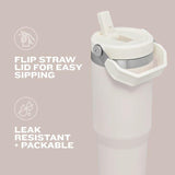 STANLEY IceFlow Stainless Steel Tumbler with Straw - Vacuum Insulated Water Bottle for Home, Office or Car - Reusable Cup with Straw Leak Resistant Flip - Cold for 12 Hours or Iced for 2 Days (Cream)