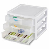 Sterilite 3-Drawer Organizer - ClearView Wide 2093 (White / Clear) (10.25"H x 14.5"W x 14.25"D)