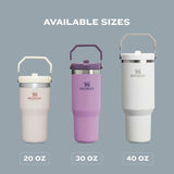 STANLEY IceFlow Stainless Steel Tumbler with Straw - Vacuum Insulated Water Bottle for Home, Office or Car - Reusable Cup with Straw Leak Resistant Flip - Cold for 12 Hours or Iced for 2 Days (Cream)