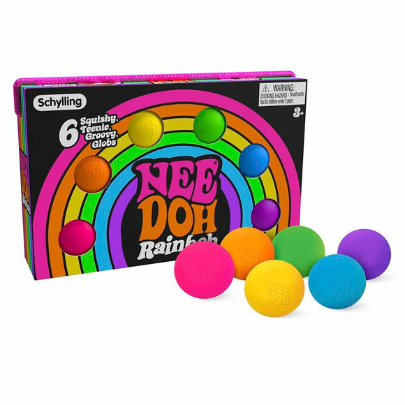 Schylling NeeDoh Rainboh Teenie - Sensory Squeeze Toy - Contains 6 Mini Groovy Globs - 1.5
