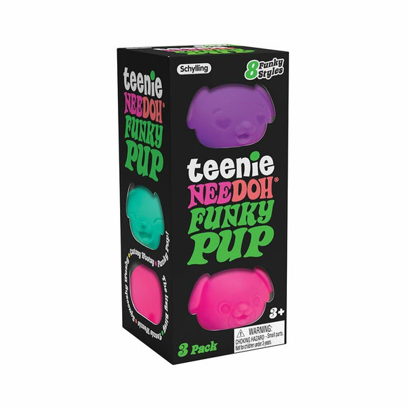 Schylling NeeDoh Teenie Funky Pups - Sensory Squeeze Toy - Contains 3 Mini Groovy Globs - 1.5