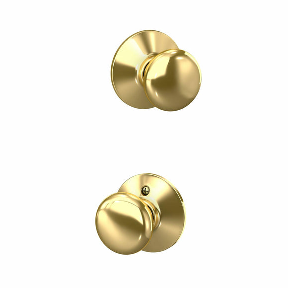 Schlage F10 PLY 605 Plymouth Door Knob, Hall & Closet Passage Lock, Bright Brass
