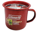 Coleman Repellents Tin Mug Outdoor Citronella Candle | Rustic Outdoor Camping Candle with Campfire Scent, Red (top is missing)