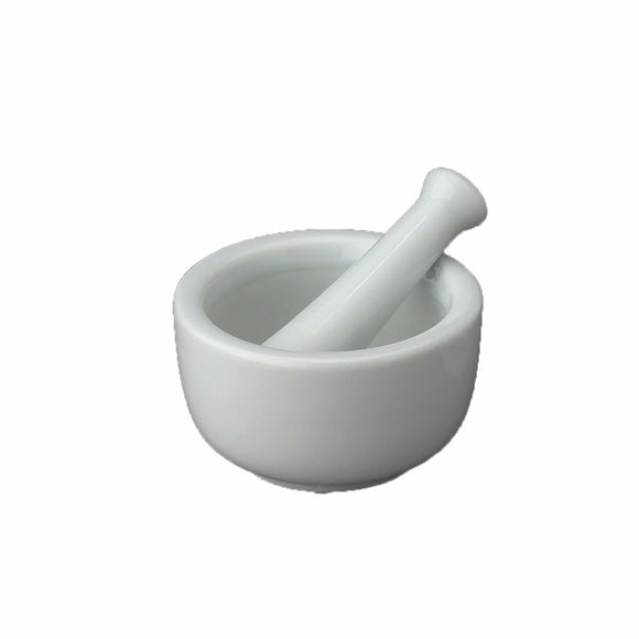 HIC Kitchen Mortar and Pestle for Grinding Spices and Herbs and Crushing Pills, Fine-White Porcelain