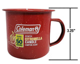 Coleman Repellents Tin Mug Outdoor Citronella Candle | Rustic Outdoor Camping Candle with Campfire Scent, Red (top is missing)