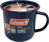 Coleman Repellents Tin Mug Outdoor Citronella Candle | Rustic Outdoor Camping Candle with S'Mores Scent, Blue