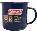 Coleman Repellents Tin Mug Outdoor Citronella Candle | Rustic Outdoor Camping Candle with S'Mores Scent, Blue