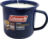 Coleman Repellents Tin Mug Outdoor Citronella Candle | Rustic Outdoor Camping Candle with S'Mores Scent, Blue