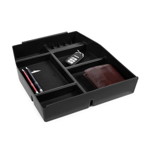 lebogner Center Console Organizer Storage Tray Compatible With Ford F150, Armrest Console Secondary Accessories Box With 5 Compartments, Coin Holder & Glasses Holder, Full Tray (2015-2021 Most Models)