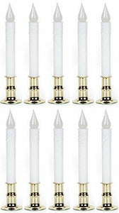 Darice 6204-02WW Battery Operated,Brass, White 8-1/2in LED Window Candle w/Timer - Quantity 10